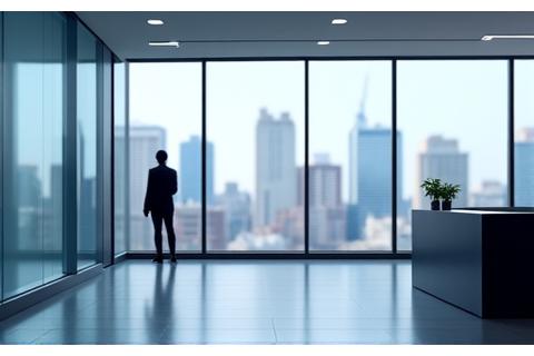 Modern office space in Boston with views of the city skyline, representing ChartWise's headquarters and accessibility.
