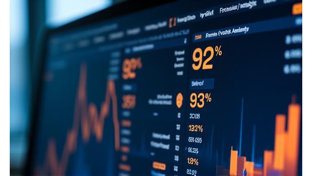 Financial data graphs with an overlay of AI-driven fraud detection confidence levels, highlighting suspicious transactions.