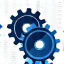 Icon representing custom schema creation with gears and data elements