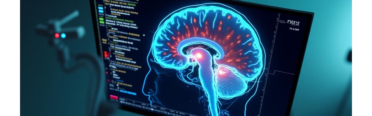 AI-powered medical imaging analysis on a detailed brain scan