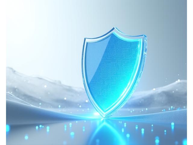 Digital shield representing data protection standing guard over abstract data streams.