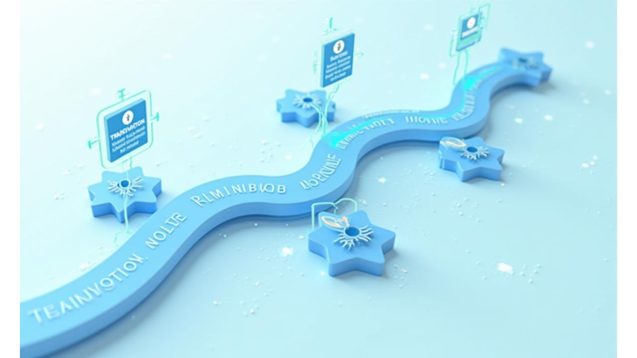 Flowchart illustration depicting steps for contract termination and secure data deletion/transfer, with icons representing data, process, and security, on a light blue background.